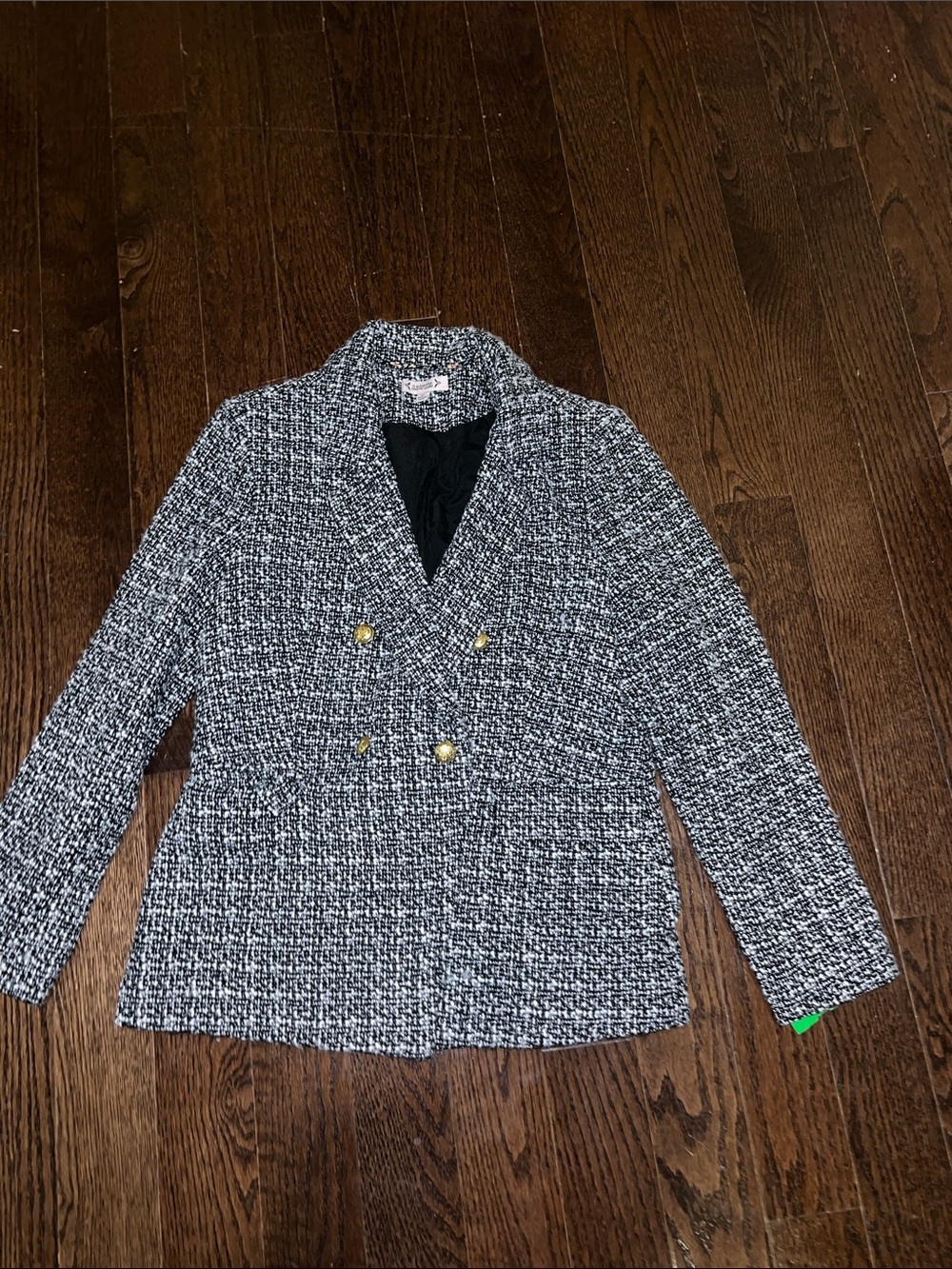 Nanette Lepore Black & White Tweed Double-Breasted Blazer
